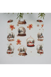 Yılbaşı Konsepti Kar Küreleri ve Kurabiye Adamlı Lazer Kesim Kumaş Kokteyl Peçetesi 1 Adet